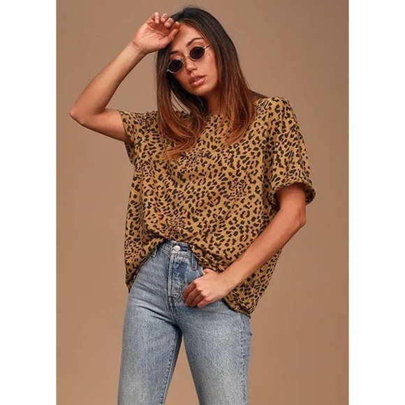 Free People Tops - We the Free Free People Printed Clarity Tee in Cheetah Combo